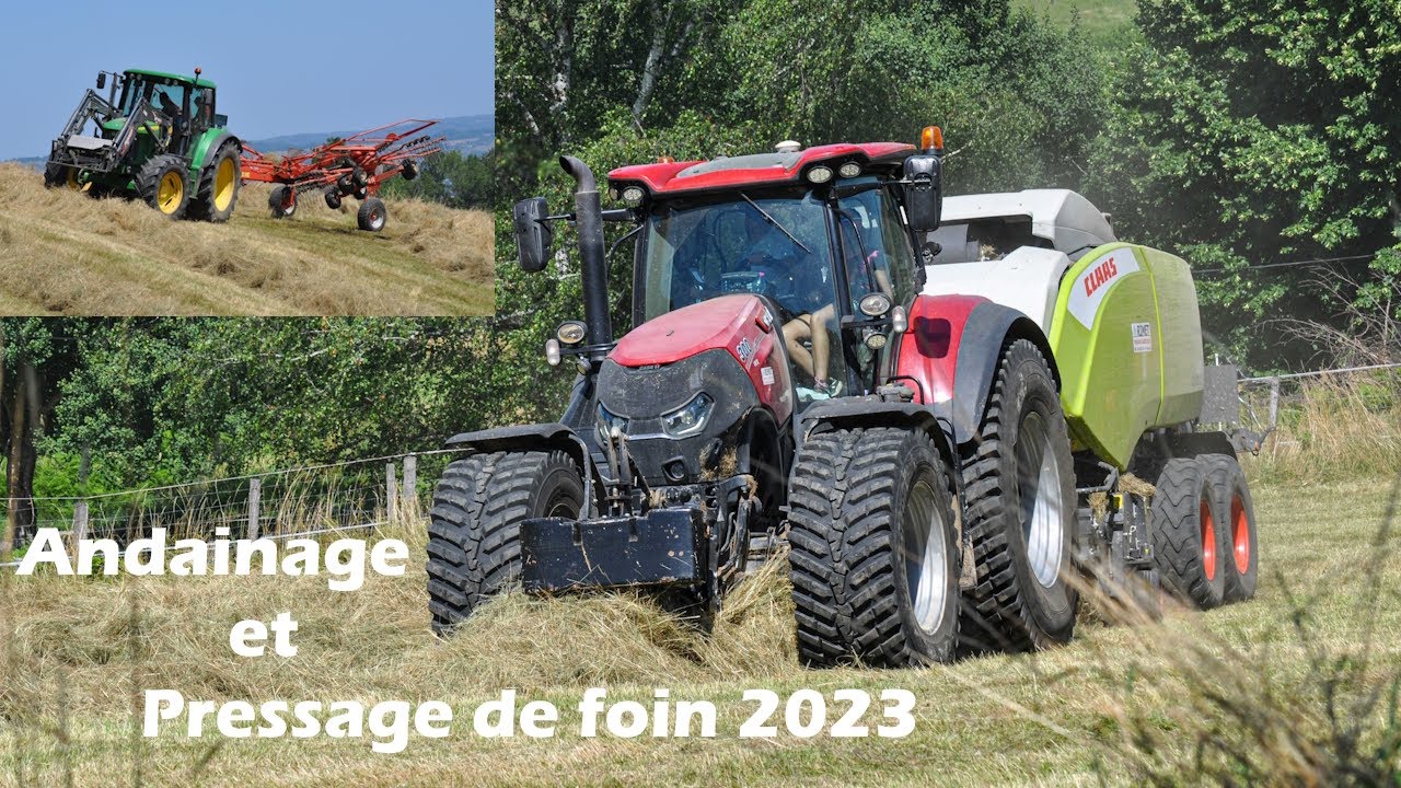 Andainage et pressage de Foin 2023 😍 Gaec JV / ETA RIMET