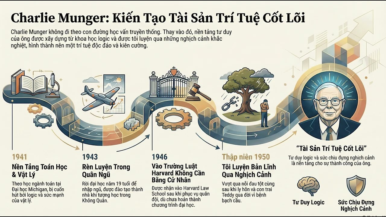 Sổ tay niên giám của Munger - Học vấn – Chiến tranh – Nghề luật