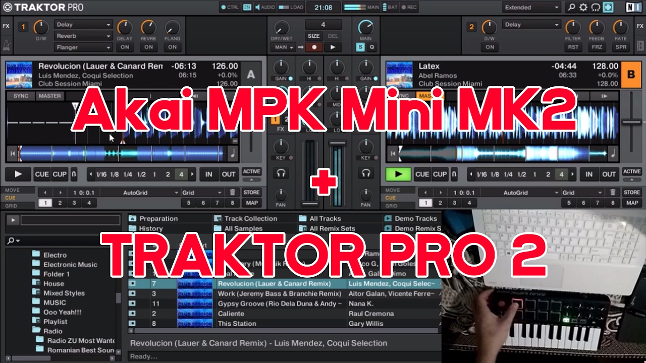 Akai PRO MPK Mini MK2 test with TRAKTOR PRO 2 Club Session Miami Tech House Mix 2017