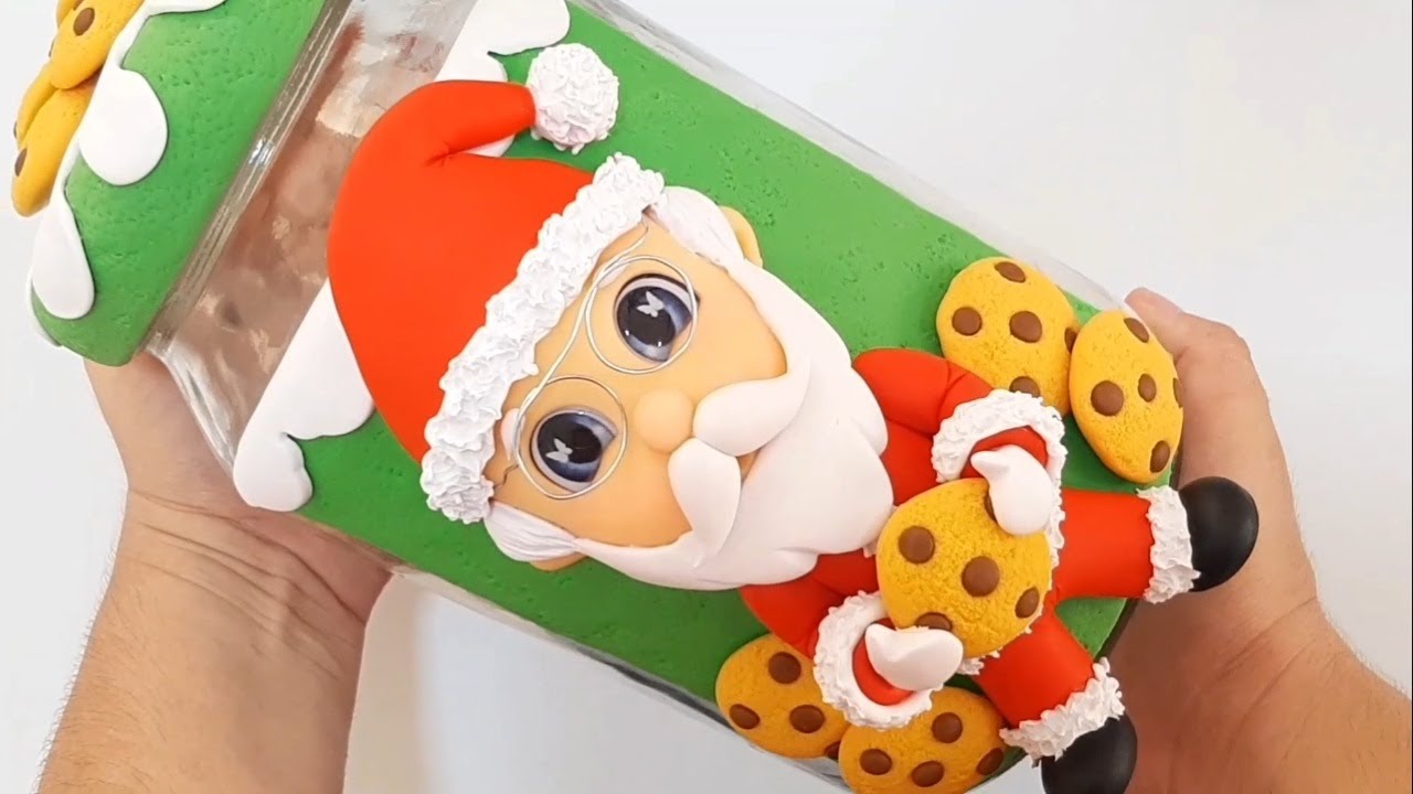 DIY|Como fazer  Pote papai noel em biscuit