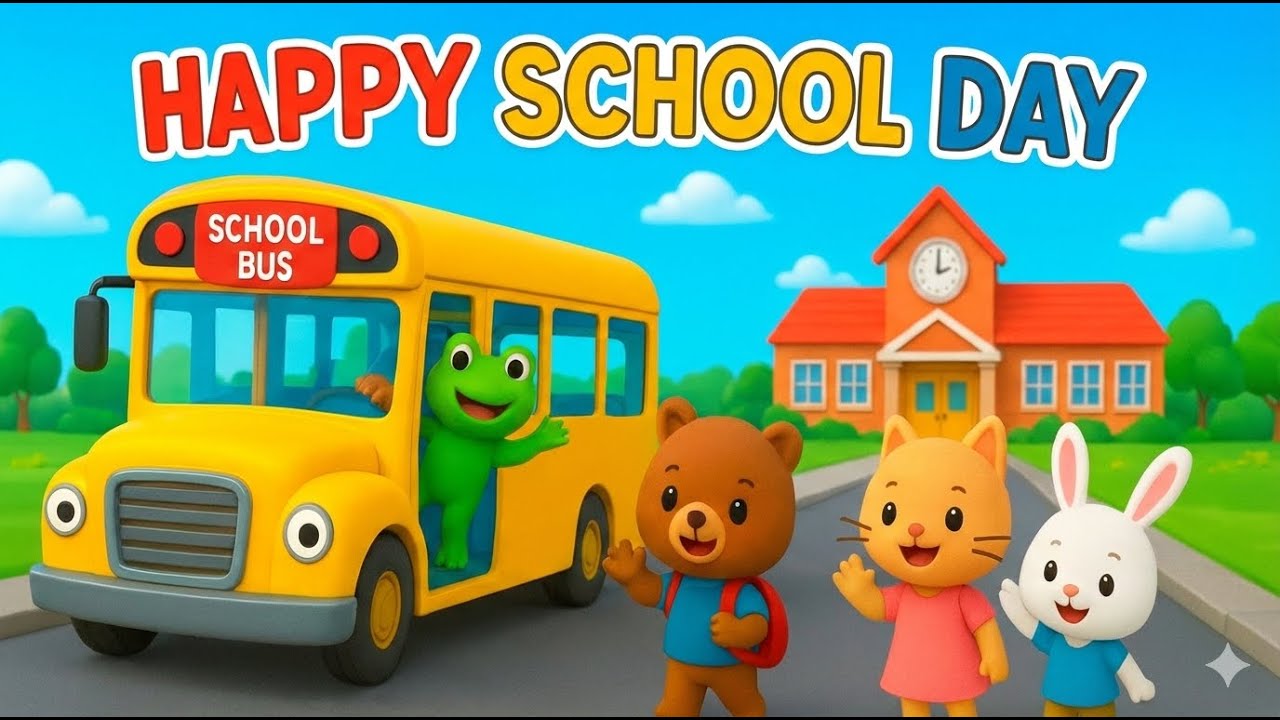 Happy School Day 🚌🎒 | Fun Kids School Rhyme | Learn & Play Animation