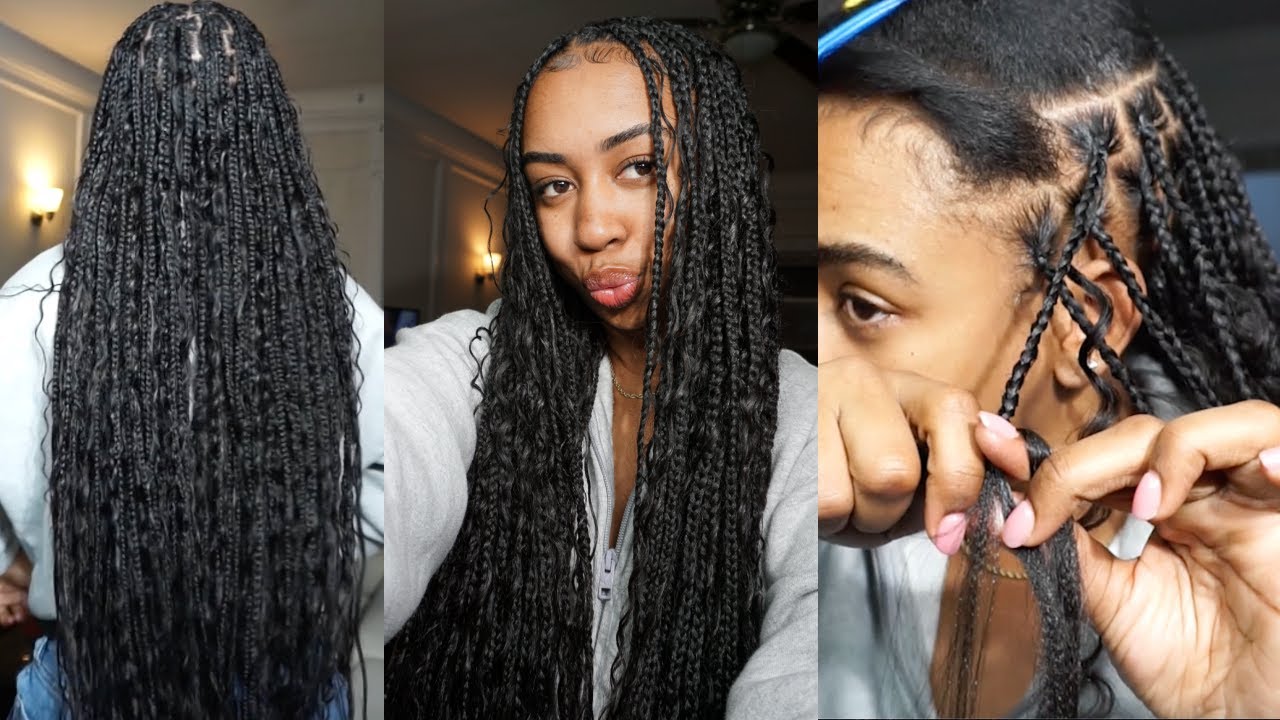 DETAILED Knotless + Boho Braids Tutorial ft. YWigs Bulk Human Hair