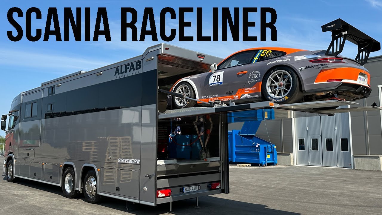 LASTAR PORSCHE I EN SCANIA RACELINER