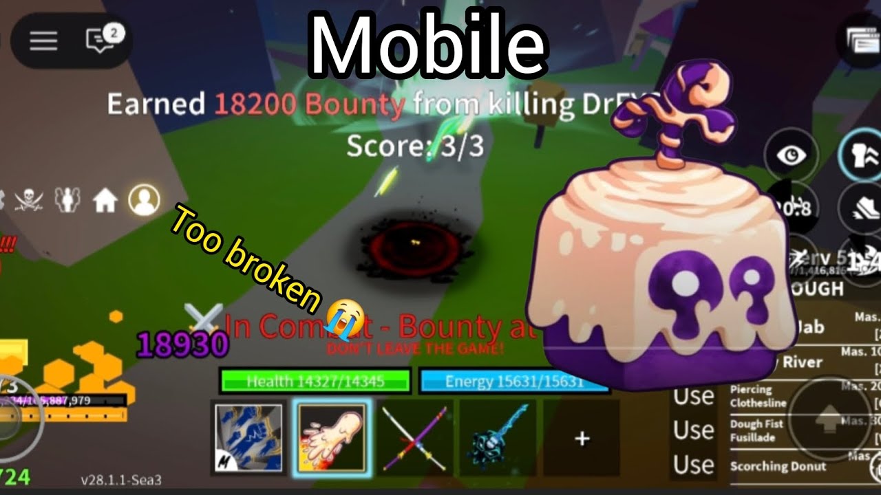 Dough is TOO UNFAIR 😭💀 l Mobile📱 l Blox Fruits Bounty Hunting 