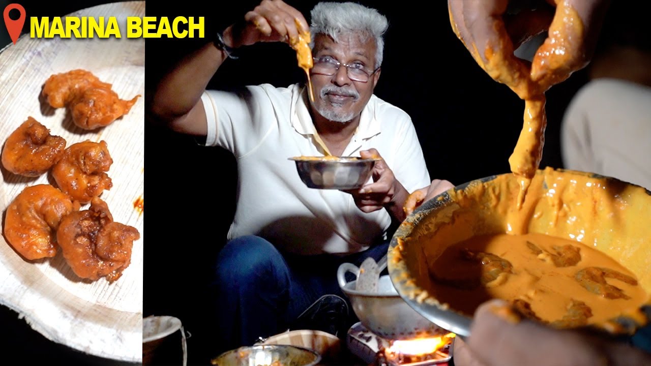 We opened SEAFOOD பஜ்ஜி கடை at Chennai Beach 😋| Prawn bajji, Fish bajji 🐟