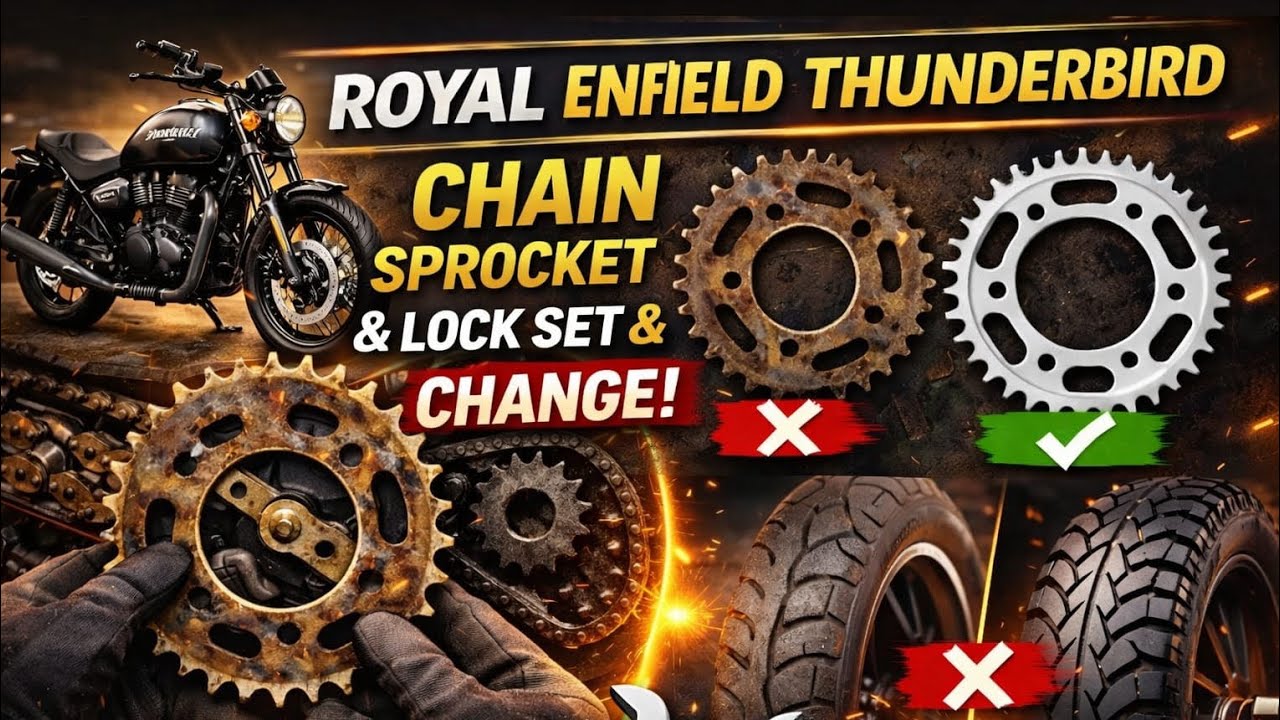 Riyal Enfield. Thunderbird 359 ka chain spocket change and tire and back shoker  