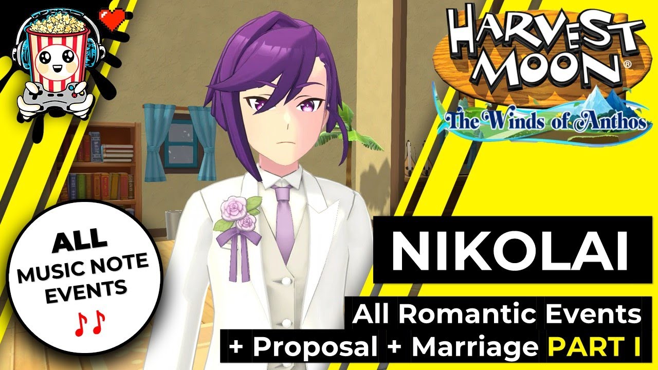 Harvest Moon - The Winds of Anthos: All Romantic Scenes with Nikolai + Proposal  🌹 + Marriage 💒