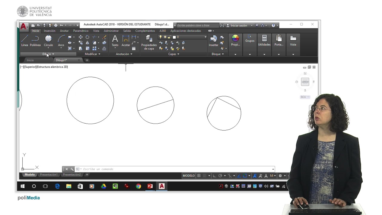 AutoCAD 2018: Dibujo de círculos | 4/22 | UPV