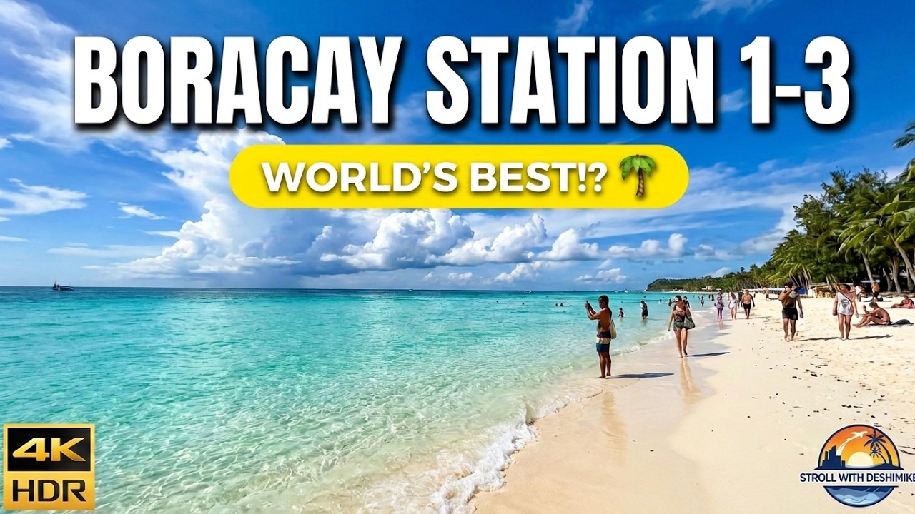 Virtual Beach Walk in Boracay 🇵🇭 Station 1–3 | Relaxing 4K Ocean Ambience