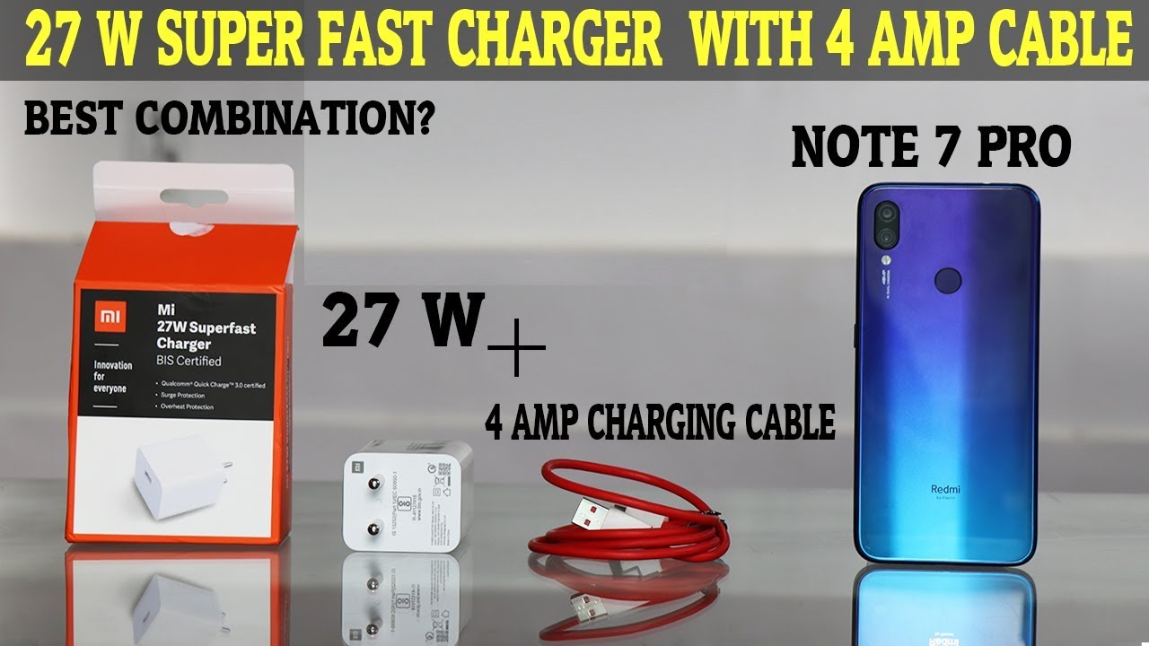 REDMI NOTE 7 PRO - 27 W SUPER FAST CHARGER + 4 AMP CHARGING CABLE
