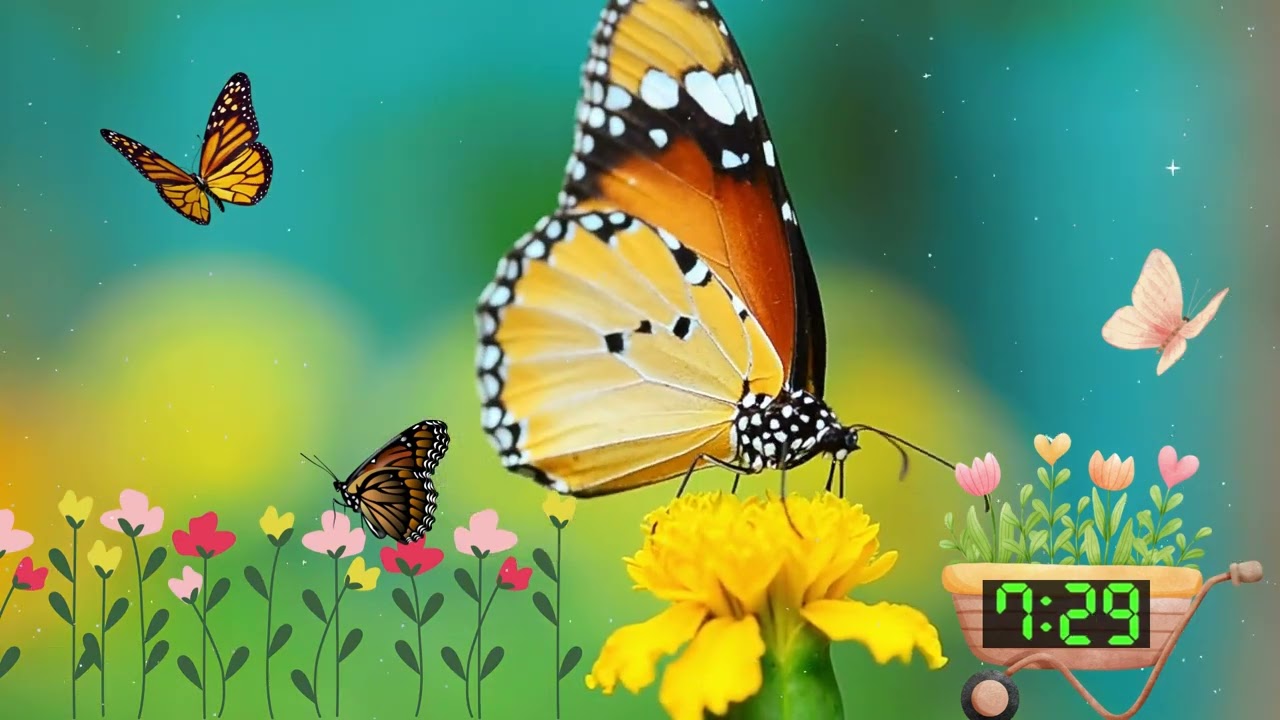 15 Minute Timer Butterfly Spring with Calming Relaxing Jazz Music!