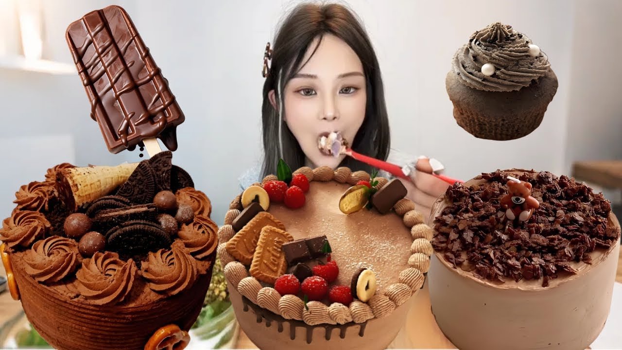 Asmr🍰Eating Chocolate Cream Cake🍰 (Soft And Waxy Sound) 크림丨먹방丨Mukbang丨Satisfying丨Eatings