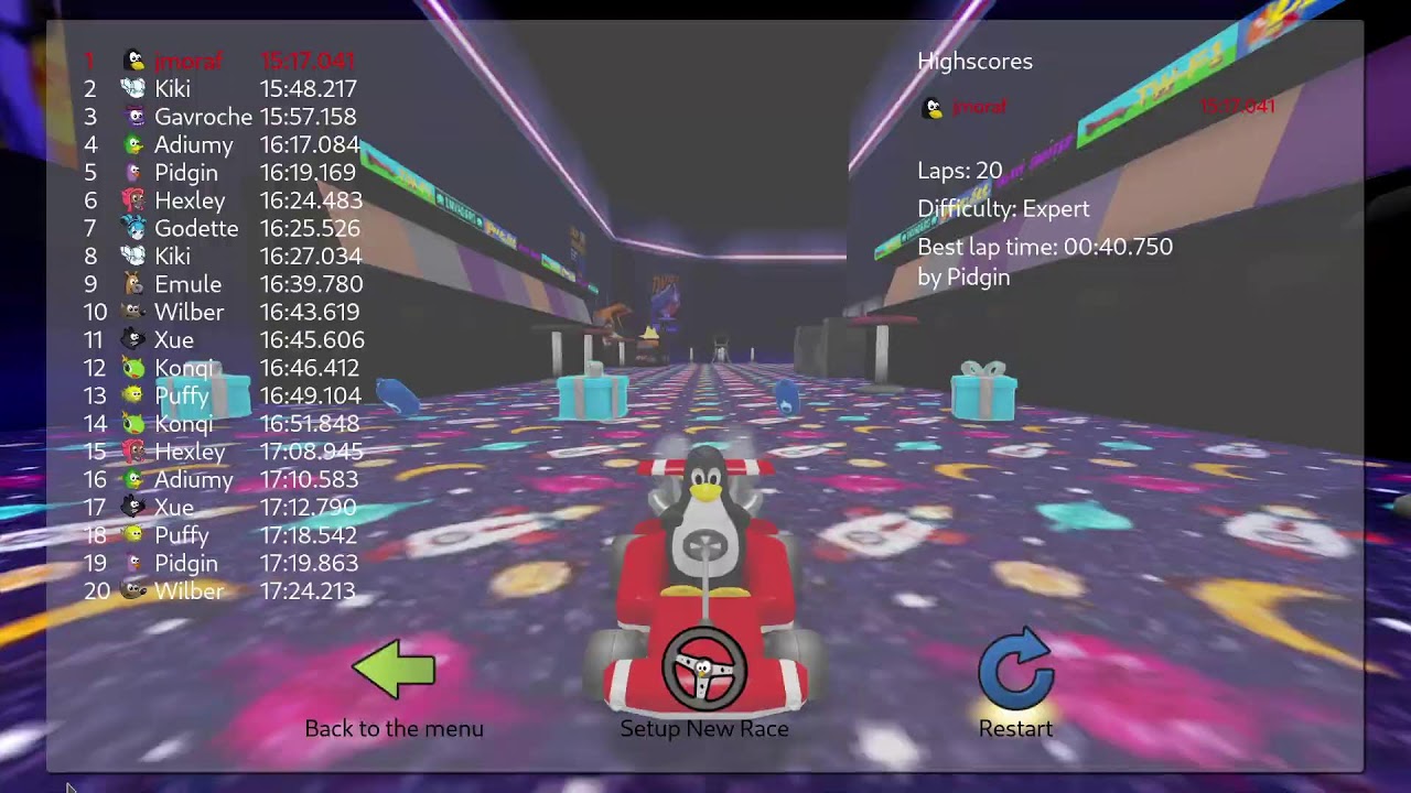 SuperTuxKart - Game Room 1, 20 laps, expert