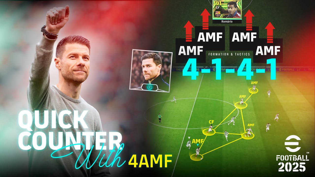 eFootball 2025 - Quick Counter with 4 AMF - Formation & Tactics | PC Gameplay