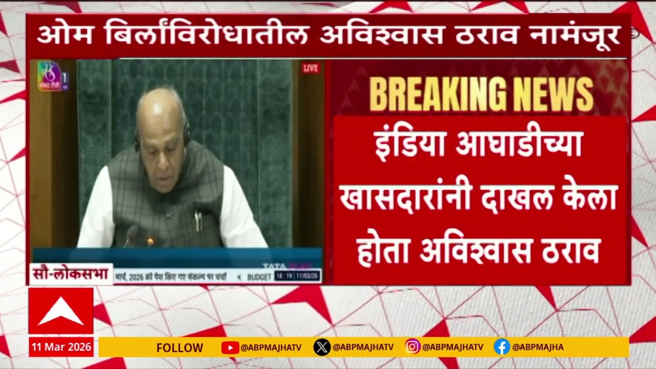 Om Birla Lok Sabha : आवाजी मतदानात ओम बिर्लांविरोधातील अविश्वास ठराव नामंजूर