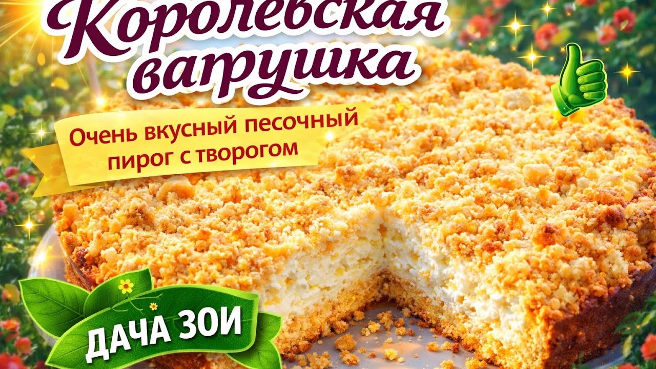 КОРОЛЕВСКАЯ ВАТРУШКА. Песочный пирог с творогом 