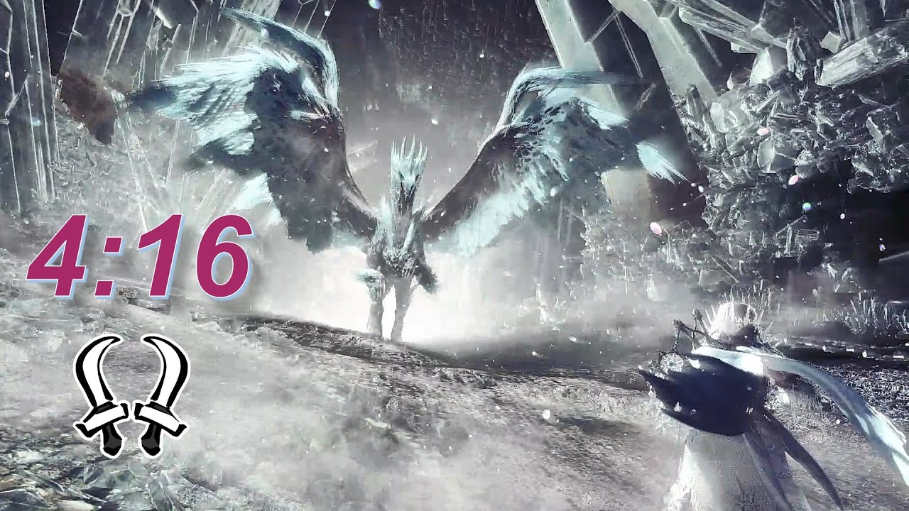 【MHW:I】雪花沉睡 雙刀（火事場力）Arch Tempered Velkhana Dual Blades Solo｜4'16