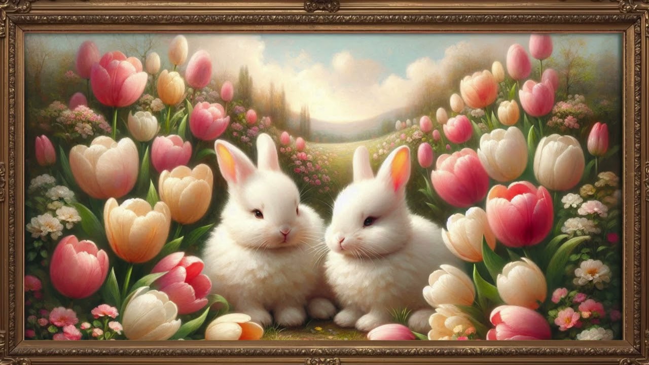 Easter Eggs and Tulips | Vintage Gold Frame TV Art | Spring Decor 2 Hours 4K