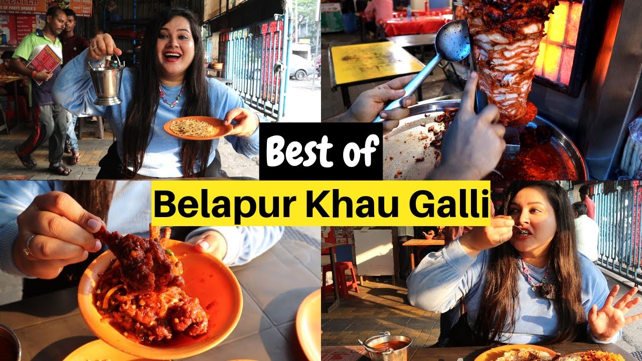 Best of BELAPUR KHAUGALLI🔥🤩 Chole Puri, Roasted Chicken Porotta, Shawarma, Desi Chinese & more