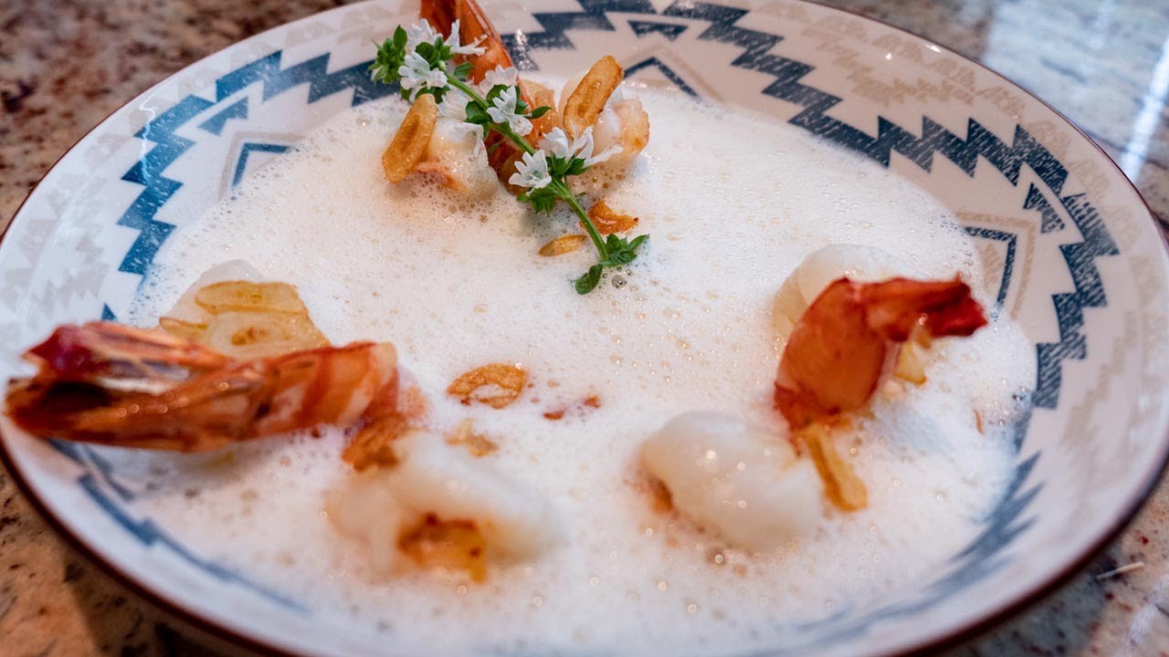 Knoblauchschaumsuppe mit Garnelen - Kochen mit Alexander Fankhauser