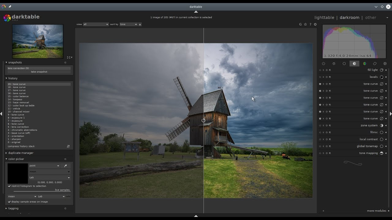 Editing moments with darktable 2.6.1 Episode 11: old windmill