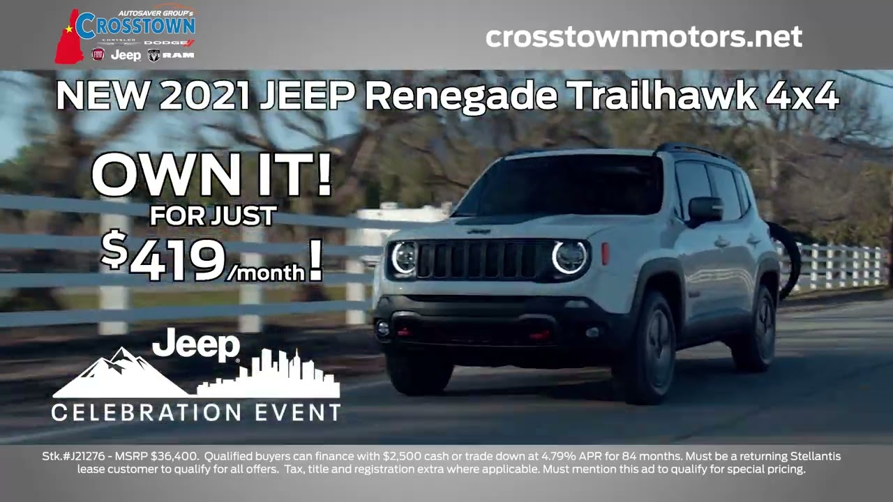 New 2021 Jeep Renegade Trailhawk deals at Crosstown Motors in Littleton, NH!