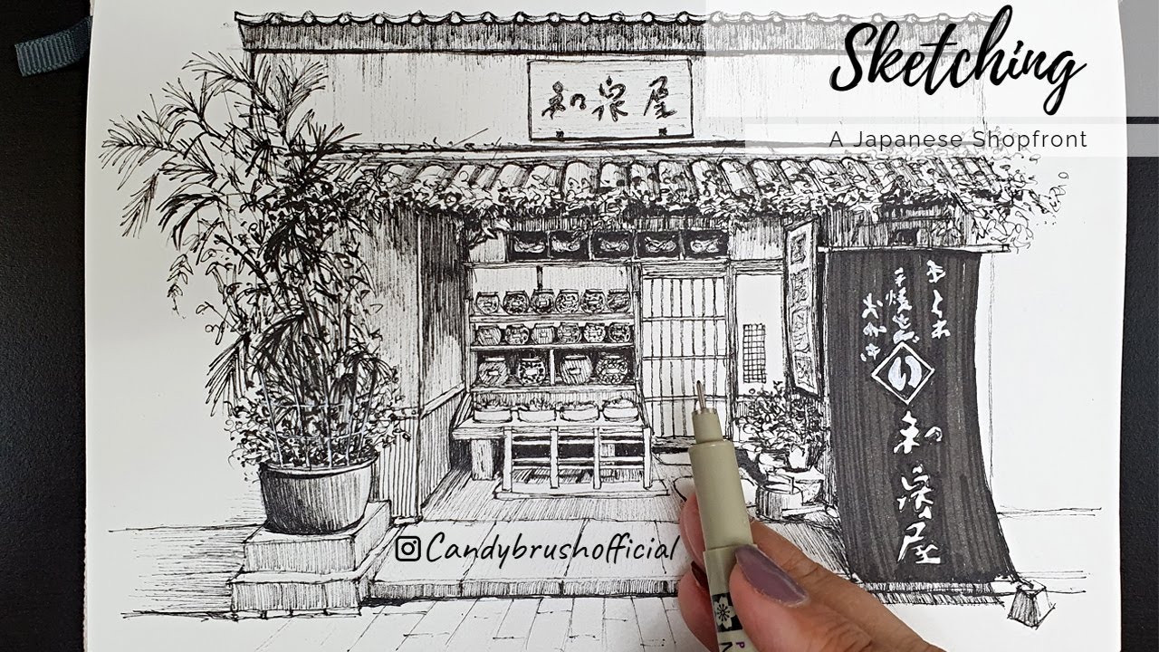 Pen & Ink Drawing #38 | Sketching A Japanese Shopfront