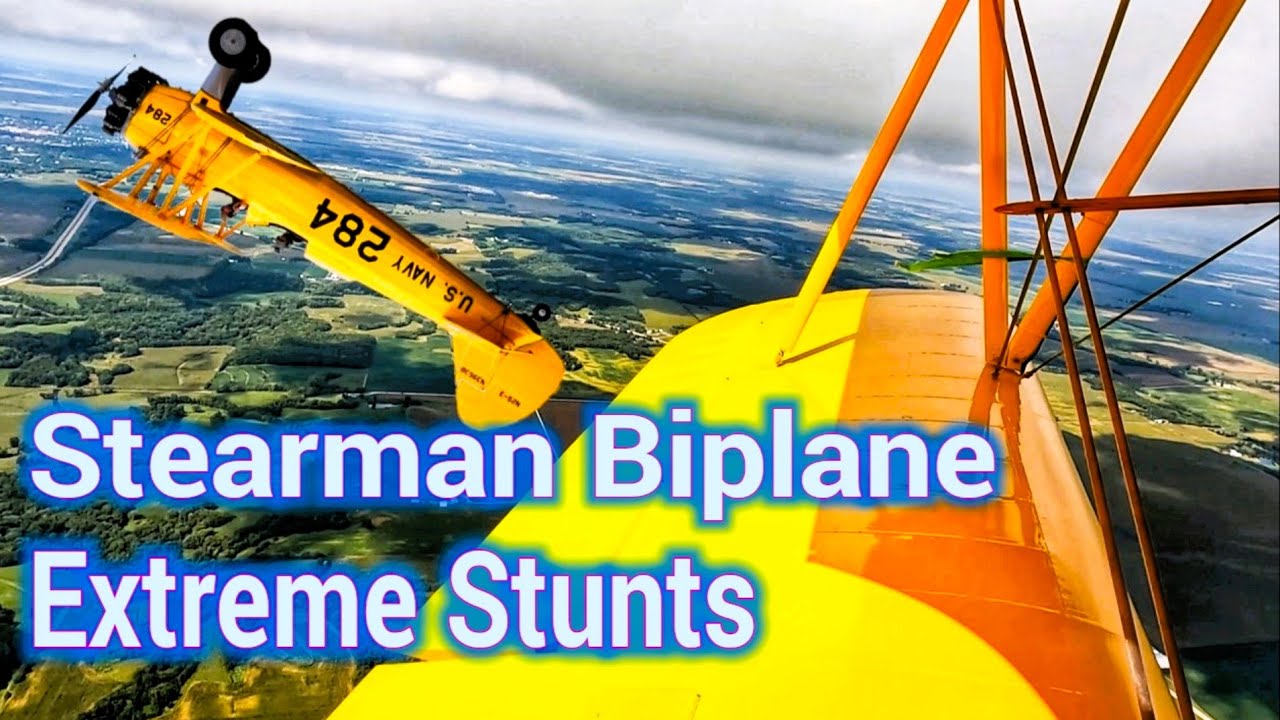 Boeing Stearman Biplane - Aerobatics Ride - Stunt Pilot - Warbird Aircraft Air show