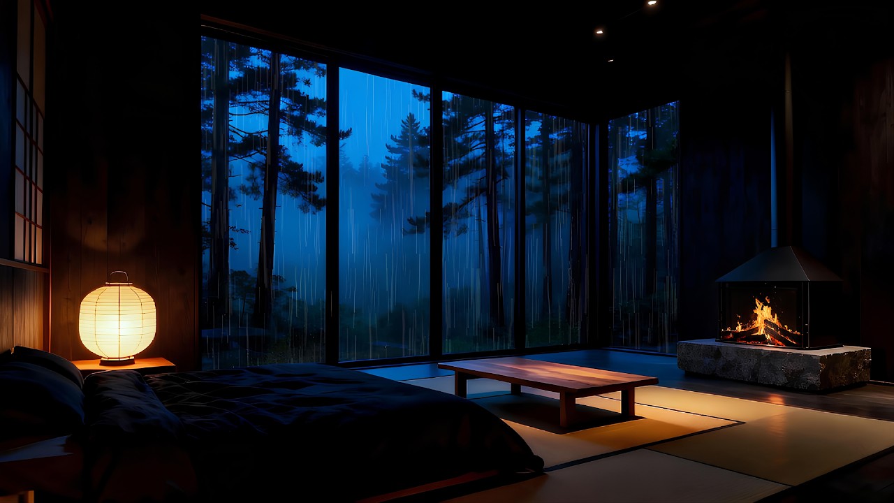 Rain Sounds in a Dark Cozy Cabin | Relaxing Ambience for Deep Sleep (No Talking)