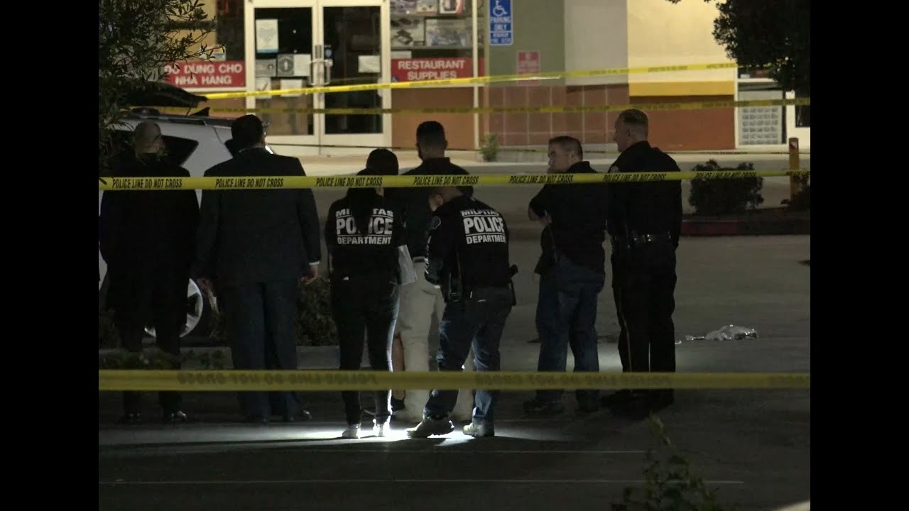 MILPITAS GUNFIRE: Raw scene video of Milpitas police gathering evidence of gun battle with suspect