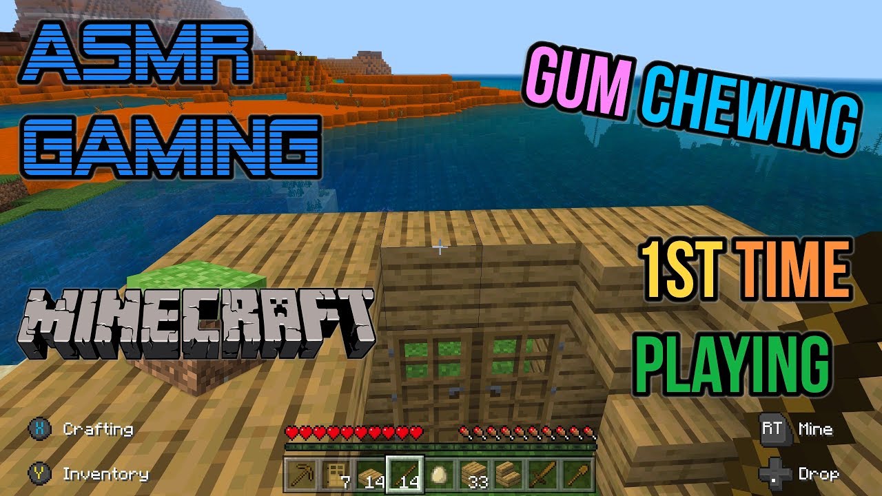 ASMR Gaming | Minecraft 1st Time Playing Relaxing Gum Chewing 🎮🎧Controller Sounds + Whispering😴💤