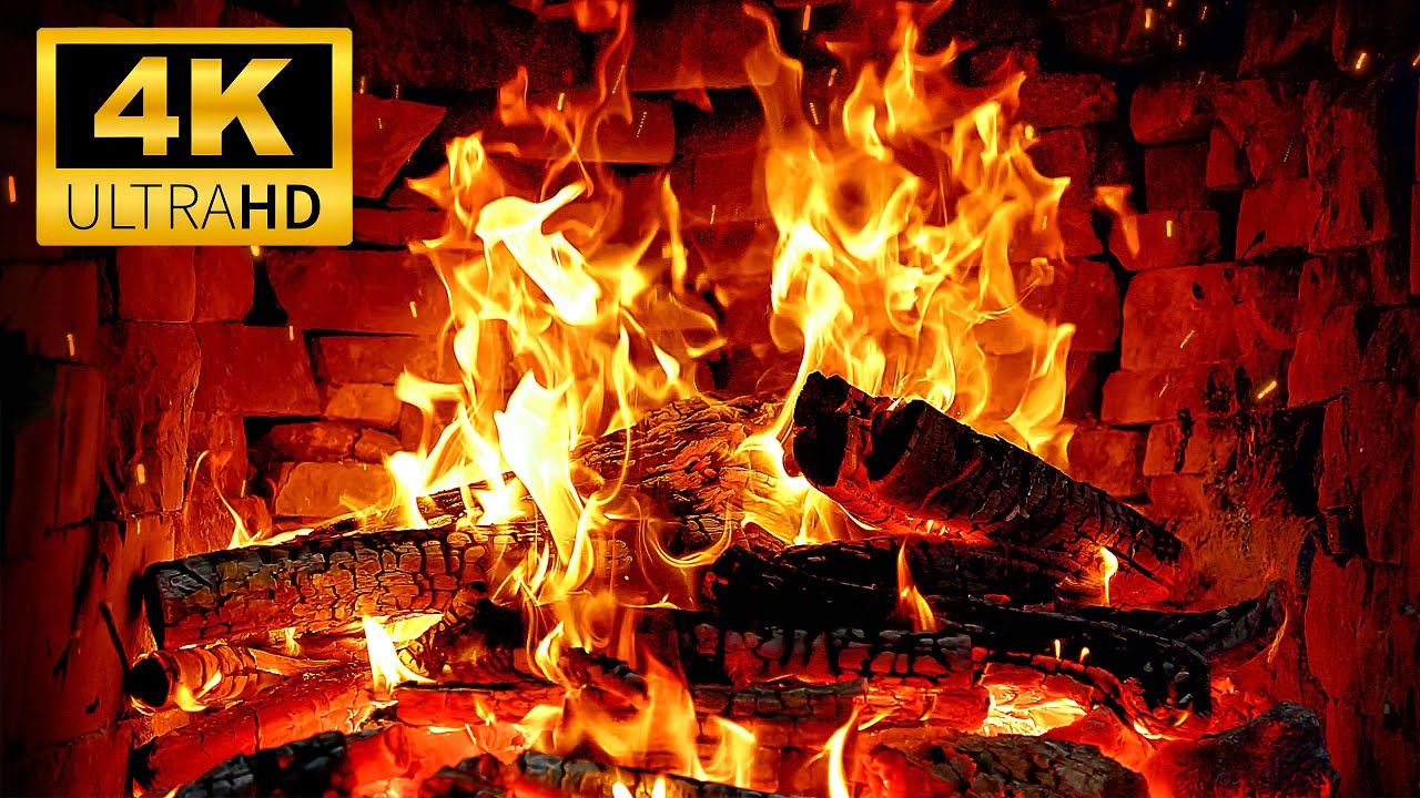 Cozy Logs Burning in Fireplace 🔥 Relaxing Fireplace & Crackling Fire Sounds | 4K Fireplace Ambience