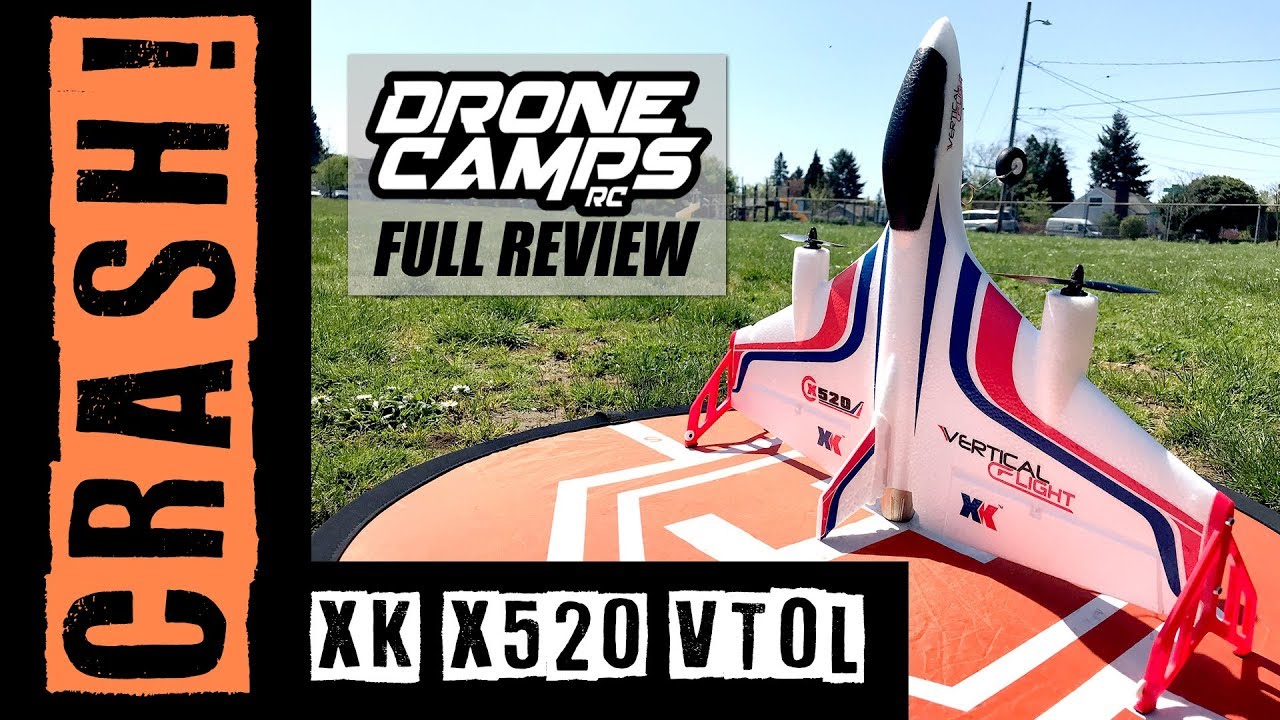 XK X520 - FAIL! WINDY CRASH ! - Brushless VTOL Vertical Takeoff Airplane Review