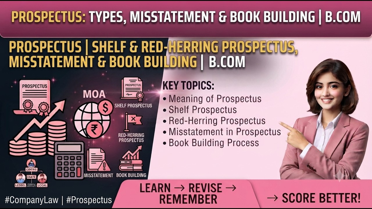 Prospectus | Shelf & Red-Herring Prospectus, Misstatement & Book Building | B.Com