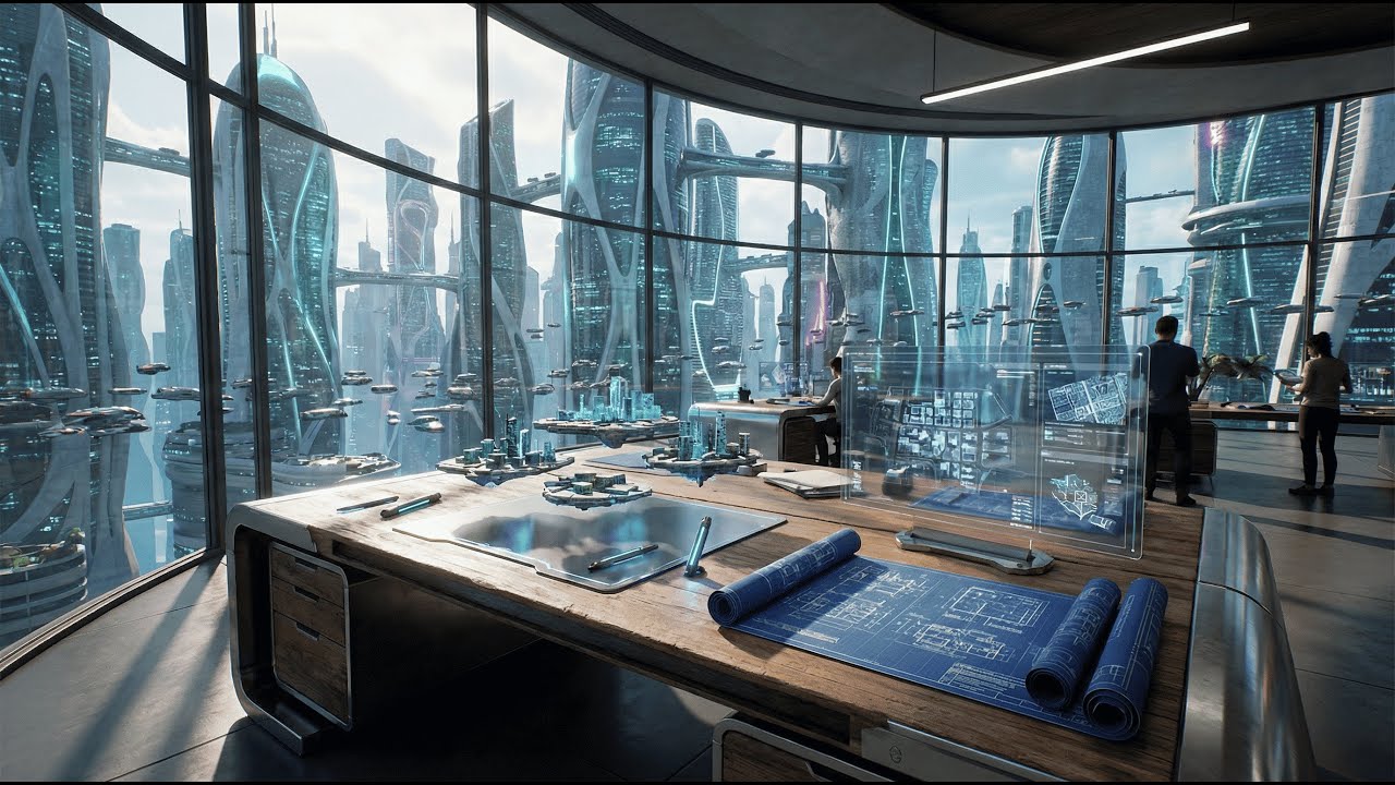 Futuristic City Ambience 🏙️ High-Tech Skyscraper View & Focus Music (Sci-Fi / Coding)