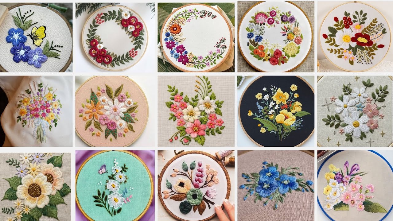 Beautiful floral hand embroidery design ideas 🪡💐 RF Handcraft 