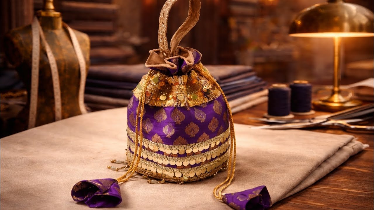 How to make  potli bag at home (पोटली बॅग बनवा घरच्या घरी) #fashion #bag #diy #viralvideo #trending