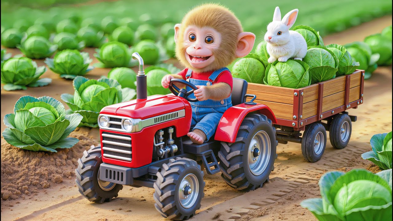🐒🚜 Monkey Nana’s Hard Journey Caring for the Cabbage Garden Finally Pays Off! 🥬🌞 – NANA MONKEY LIFE