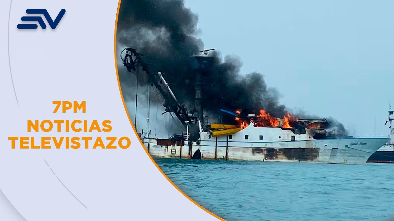 El barco Gold Tuna, ligado a alias Mexicano, se incendió en el puerto de Manta | Televistazo