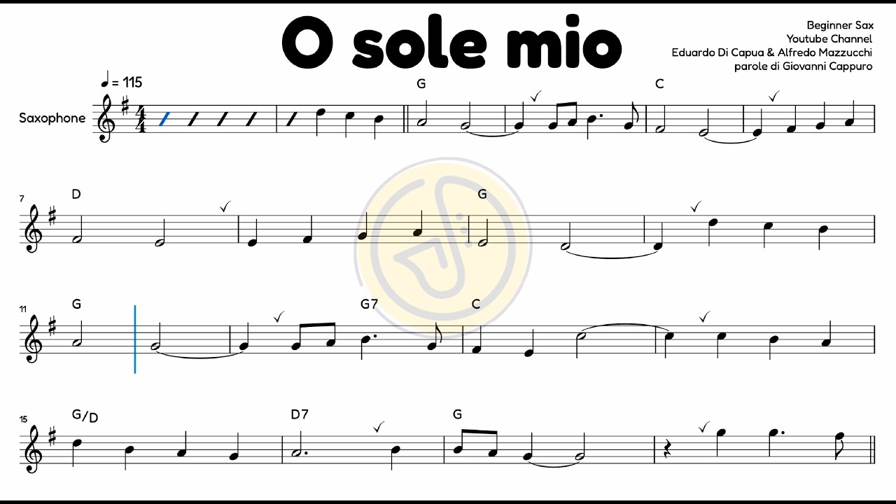O Sole Mio - ALTO Saxophone Sheet Music | Play-Along Video