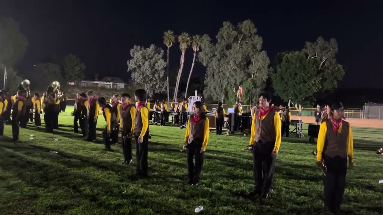Long Beach Poly marching unit warm up old town