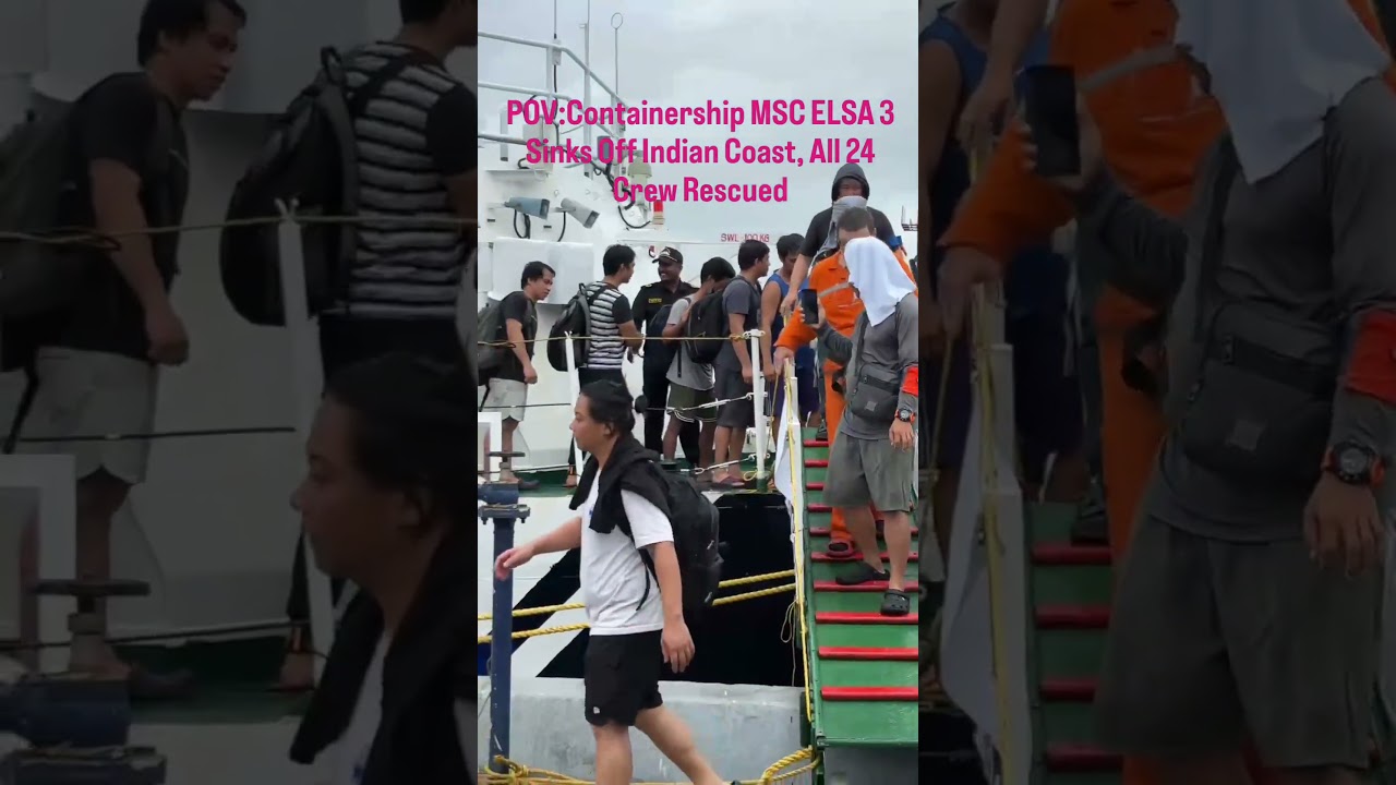 Containership MSC ELSA 3 Sinks Off Indian Coast, All 24 Crew Rescued #marine #ship #crew #rescue