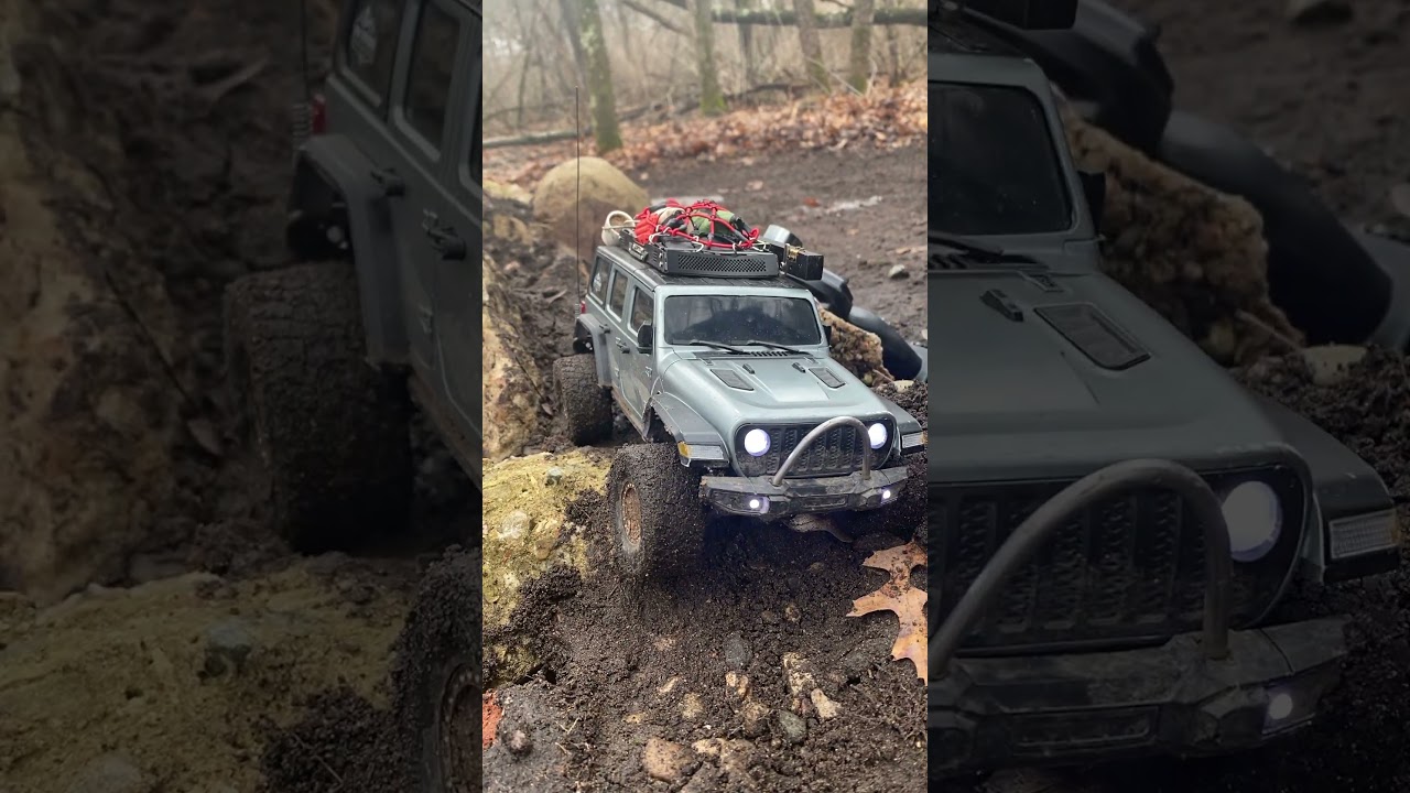Trx4m jeep in the elements (Credit to my sister for the vid!) #radiocontrol #traxxas #injora #rccar