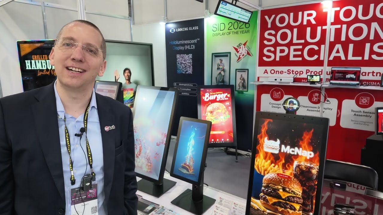 Экскурсия по стенду faytech на Computex 2026: 3D-световое поле и оптически склеенные изогнутые ди...