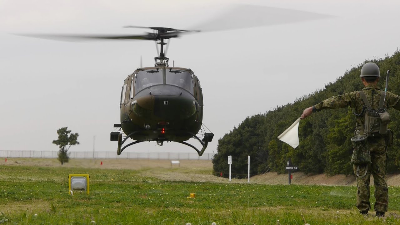 【ド迫力!!】UH-1J エンジンスタート!!@大規模津波防災総合訓練【正面定点】