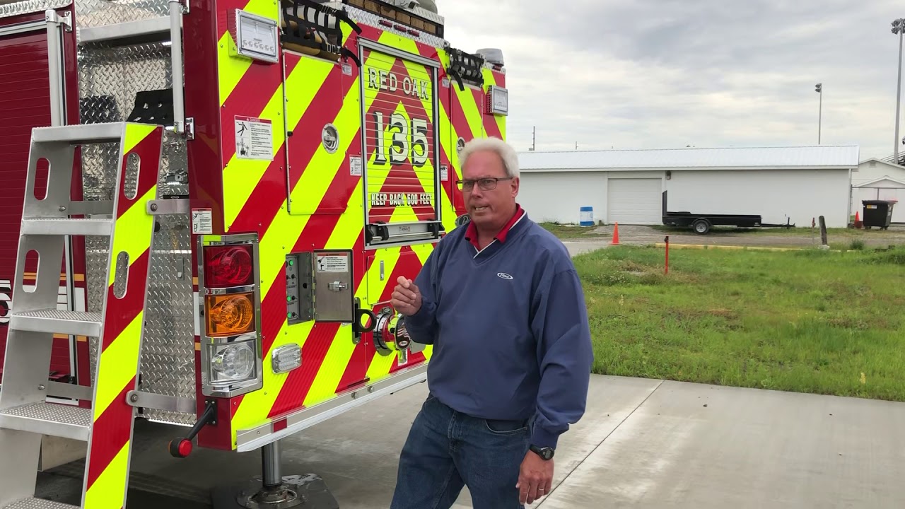 Red Oak F. D. New 110 Foot Aerial Truck, and Pierce Aerial Technician Paul Roovers