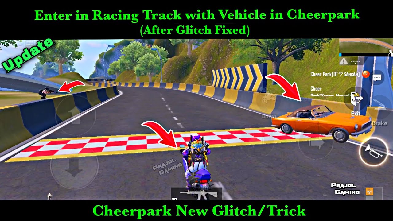 How to go inside racing track in cheerpark after glitch fixed| how to bring vehicle inside Cheerpark