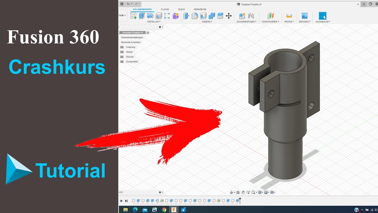 Fusion 360 TUTORIAL Deutsch - CAD Anfänger Zeichnungen und Körper erstellen
