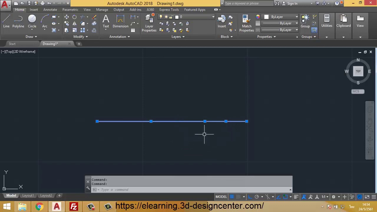 การใช้คำสั่ง Break at Point เพื่อแบ่งเส้นในโปรแกรม Autocad