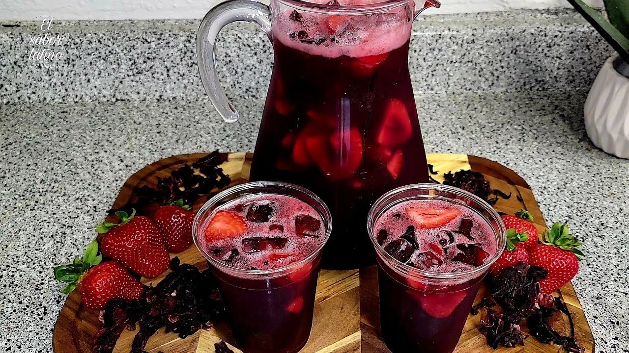 🔴 Agua de Jamaica y Fresa bien Rica y Refrescante 👌